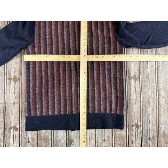 Todd Snyder Merino full placket polo cardigan sz M color striped navy mspr 248 - Picture 4 of 5